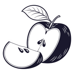  silhouette apple on white background