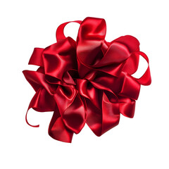 Elegant red silk ribbon rosette on dark background for festive occasions