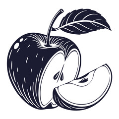  silhouette apple on white background