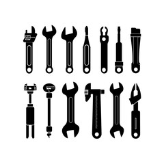 Mechanic tools silhouette vector