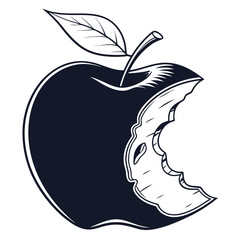  silhouette apple on white background