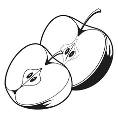  silhouette apple on white background