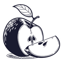  silhouette apple on white background