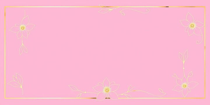 Elegant pink wedding invitation with gold floral line art design,  pink,  vector