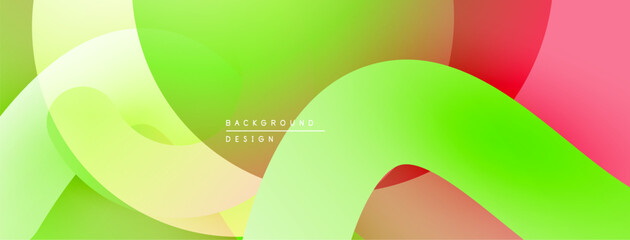 Abstract colorful layers create dynamic visual flow. Soft gradients blend, forming modern background design. Smooth shapes overlap.