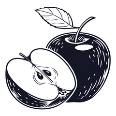  silhouette apple on white background
