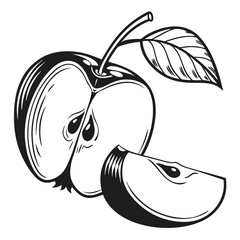  silhouette apple on white background