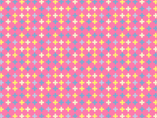 格子文様　４　十字　ポップでおしゃれなピンク色の背景