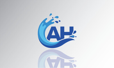 AH Wave Monogram Logo – Creative Splash Letter mark with Water Flow & Motion Effect for Fresh, Dynamic Branding & Aqua-Themed Identity Design
