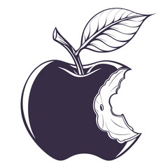  silhouette apple on white background