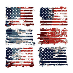 Set of abstract Grunge American flag. distressed USA flag. Vintage American flag