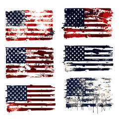 Set of abstract Grunge American flag. distressed USA flag. Vintage American flag