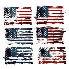 Set of abstract Grunge American flag. distressed USA flag. Vintage American flag