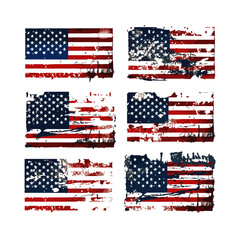 Set of abstract Grunge American flag. distressed USA flag. Vintage American flag