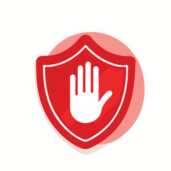 Obraz premium Stop sign hand inside shield representing protection security and prevention safety vector illustration
