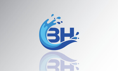 BH Wave Monogram Logo – Creative Splash Letter mark with Water Flow & Motion Effect for Fresh, Dynamic Branding & Aqua-Themed Identity Design

