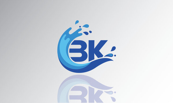 BK Wave Monogram Logo &ndash; Creative Splash Letter mark with Water Flow & Motion Effect for Fresh, Dynamic Branding & Aqua-Themed Identity Design
