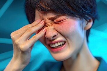 Close-up of woman with eye pain