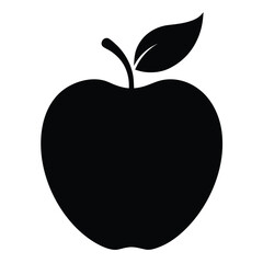  silhouette apple on white background