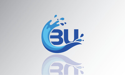 BU Wave Monogram Logo – Creative Splash Letter mark with Water Flow & Motion Effect for Fresh, Dynamic Branding & Aqua-Themed Identity Design
