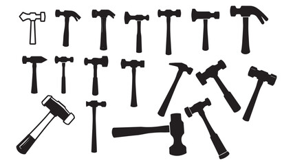 Hammer Silhouette Collection Vector Illustration for Construction Tools Hardware and DIY Design Concepts