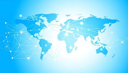World map with network connections with blue.