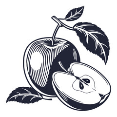  silhouette apple on white background