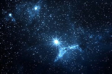 a bright star shines brightly in the night sky