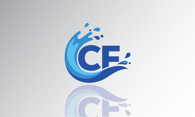 CF Wave Monogram Logo – Creative Splash Letter mark with Water Flow & Motion Effect for Fresh, Dynamic Branding & Aqua-Themed Identity Design
