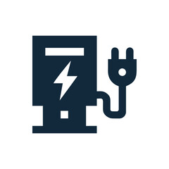 Electro and Gas Station Icon in Trendy Style