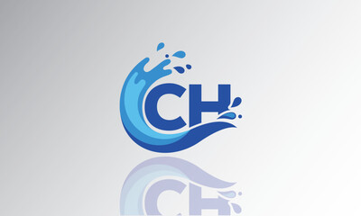 CH Wave Monogram Logo – Creative Splash Letter mark with Water Flow & Motion Effect for Fresh, Dynamic Branding & Aqua-Themed Identity Design

