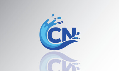 CN Wave Monogram Logo – Creative Splash Letter mark with Water Flow & Motion Effect for Fresh, Dynamic Branding & Aqua-Themed Identity Design
