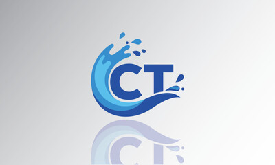 CT Wave Monogram Logo – Creative Splash Letter mark with Water Flow & Motion Effect for Fresh, Dynamic Branding & Aqua-Themed Identity Design

