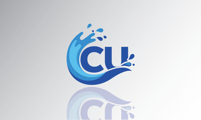 CU Wave Monogram Logo – Creative Splash Letter mark with Water Flow & Motion Effect for Fresh, Dynamic Branding & Aqua-Themed Identity Design
