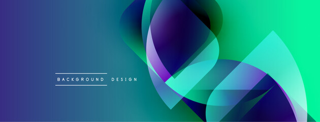 Abstract fluid shapes overlap, creating vibrant blue, purple, green gradient. Modern design element for backgrounds, presentations.