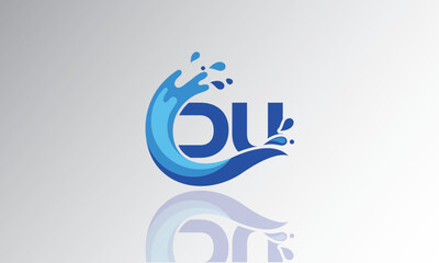 Obraz premium DU Wave Monogram Logo – Creative Splash Letter mark with Water Flow & Motion Effect for Fresh, Dynamic Branding & Aqua-Themed Identity Des 