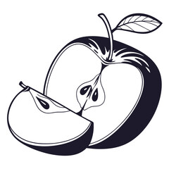  silhouette apple on white background