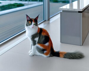 Cat sitting by window