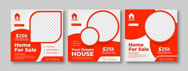 Advertising and marketing real estate social media post for home sale. Editable minimalistic social media poster for real estate sale.  Suitable for advertising and marketing banner.  