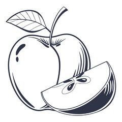  silhouette apple on white background