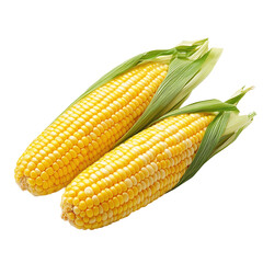 Corn on the cob isolated on transparent background.