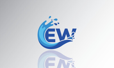 EW Wave Monogram Logo – Creative Splash Letter mark with Water Flow & Motion Effect for Fresh, Dynamic Branding & Aqua-Themed Identity Design
