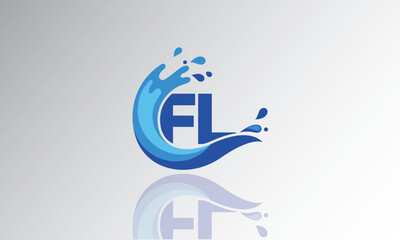 FL Wave Monogram Logo – Creative Splash Letter mark with Water Flow & Motion Effect for Fresh, Dynamic Branding & Aqua-Themed Identity Design
