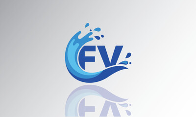 FV Wave Monogram Logo – Creative Splash Letter mark with Water Flow & Motion Effect for Fresh, Dynamic Branding & Aqua-Themed Identity Design
