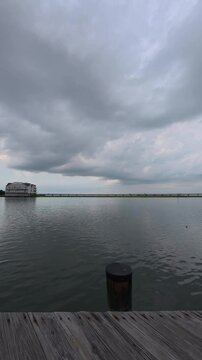 Timelapse of clouds and water.