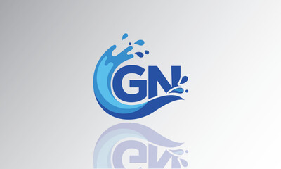 GN Wave Monogram Logo – Creative Splash Letter mark with Water Flow & Motion Effect for Fresh, Dynamic Branding & Aqua-Themed Identity Design
