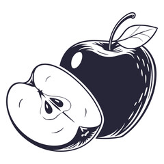  silhouette apple on white background