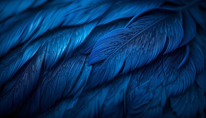 Macro Blue Feather Texture Background with Dark Swan Feather Vintage Backdrop Design
