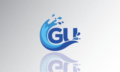GU Wave Monogram Logo – Creative Splash Letter mark with Water Flow & Motion Effect for Fresh, Dynamic Branding & Aqua-Themed Identity Design
