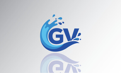 GV Wave Monogram Logo – Creative Splash Letter mark with Water Flow & Motion Effect for Fresh, Dynamic Branding & Aqua-Themed Identity Design
